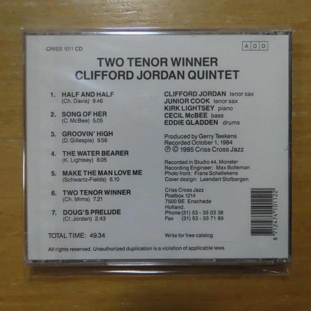 8712474101122;【CD/CRISSCROSS】CLIFFORD JORDAN QUINTET / TWO TENOR WINNER　CRISS-1011CD_画像2