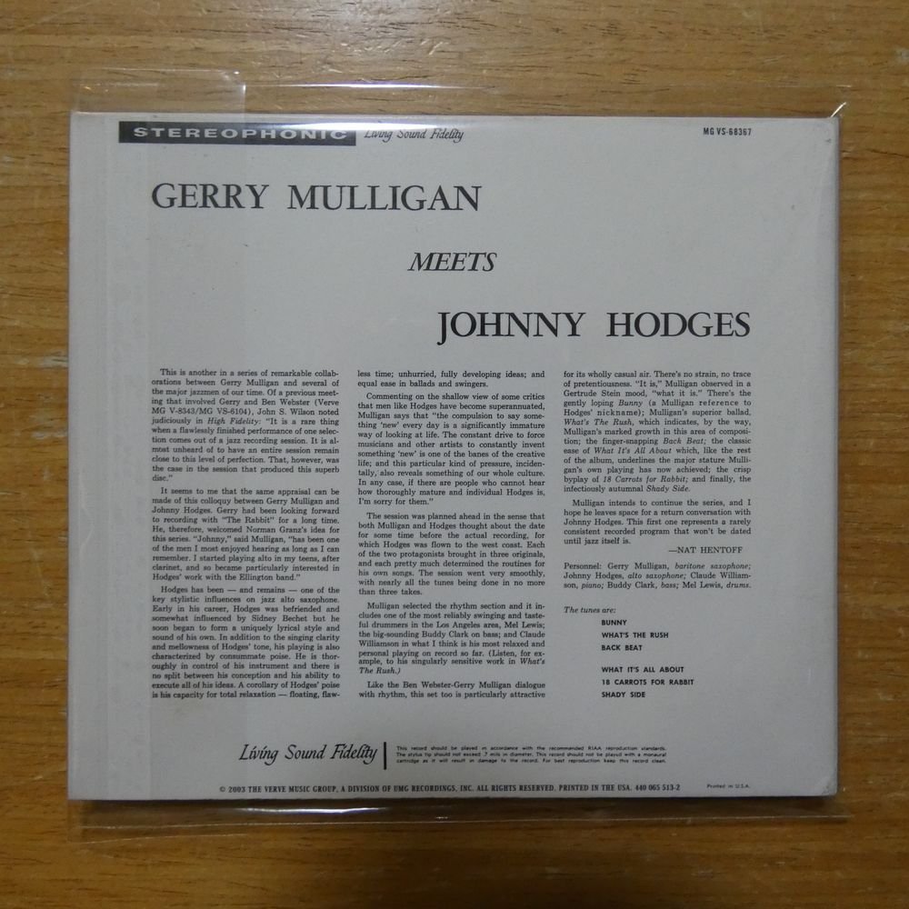 41085338;【CD】GERRY MULLIGAN MEETS JOHNNY HODGES / Ｓ・Ｔ　MGVS-68367_画像2