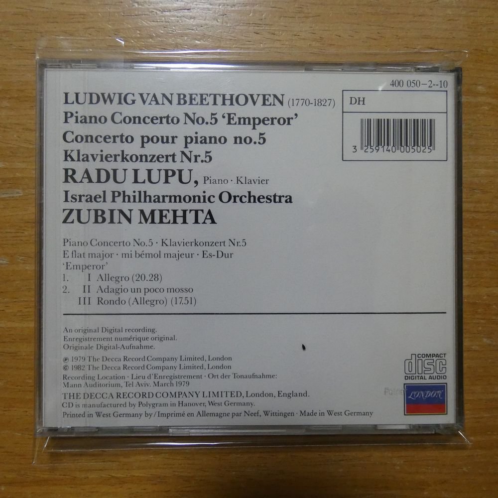 3259140005025;【CD/西独盤/蒸着仕様】MEHTA / BEETHOVEN:PIANO CONCERTO NO.5(4000502)_画像2