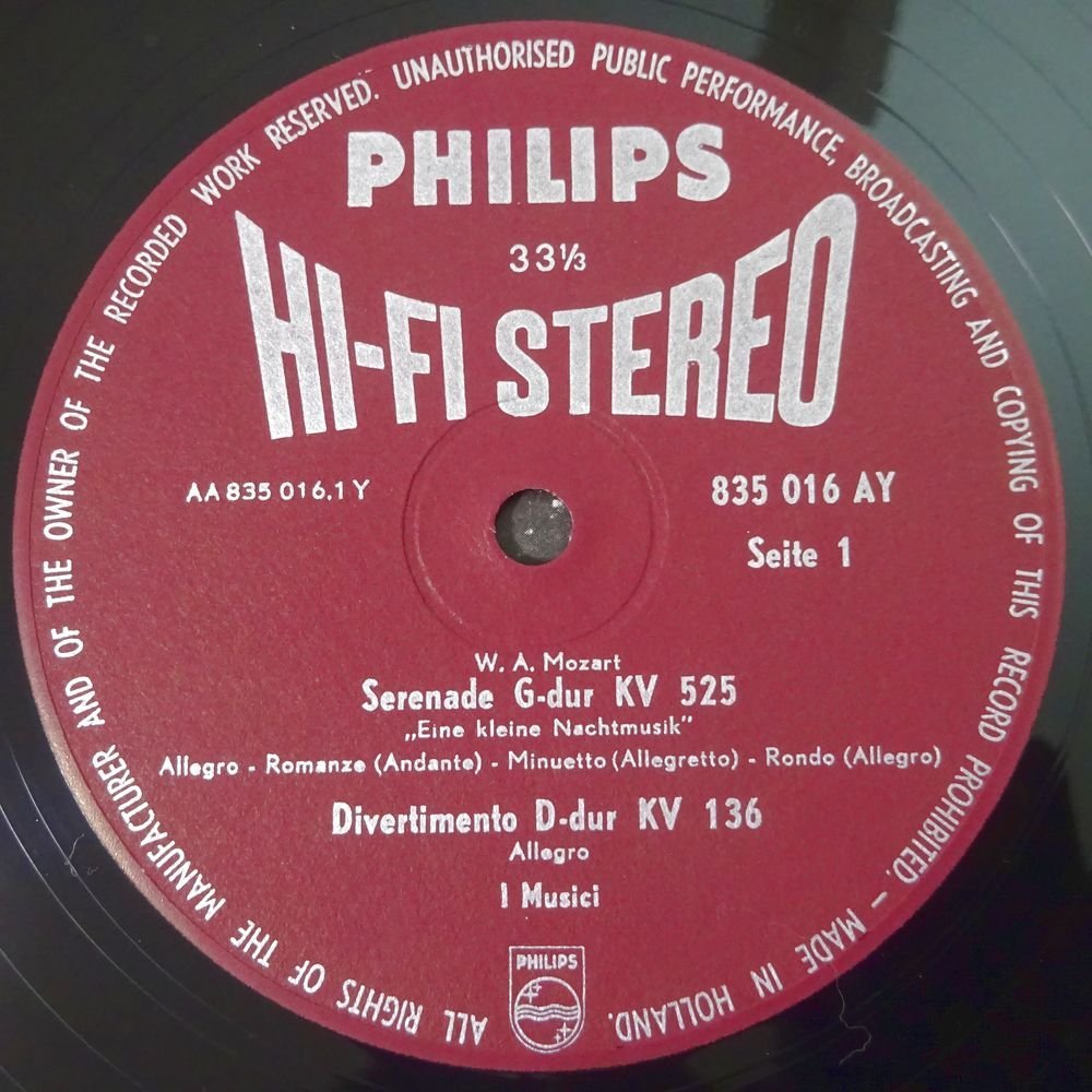 19058019;【稀少！蘭PHILIPS/HI-FI STEREO！】イ・ムジチ合奏団 モーツァルト/アイネ・クライネ・ナハトムジーク他_画像3