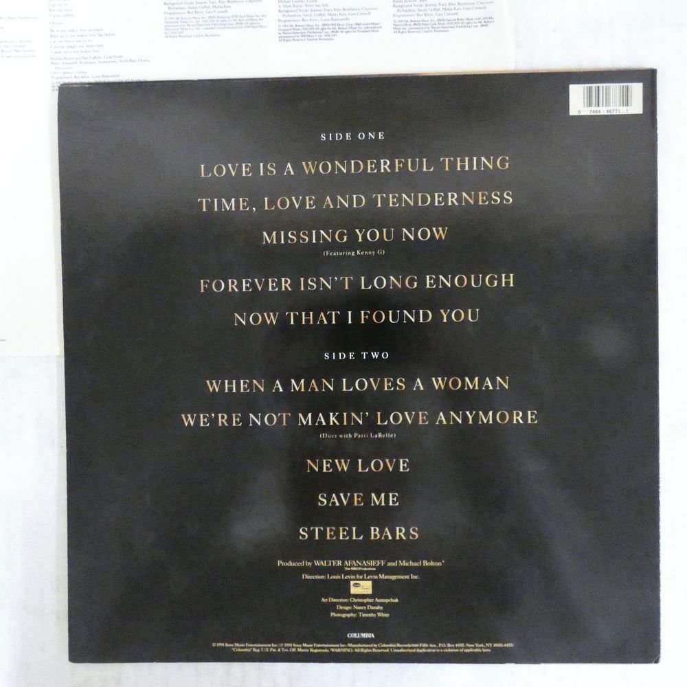 47046525;【US盤91年稀少盤】Michael Bolton / Time, Love & Tenderness_画像2