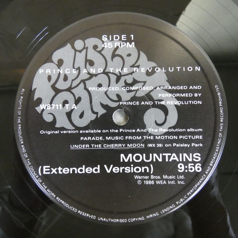 46059525;【UK盤/12inch/45RPM】Prince And The Revolution / Mountains (Extended Version)_画像3