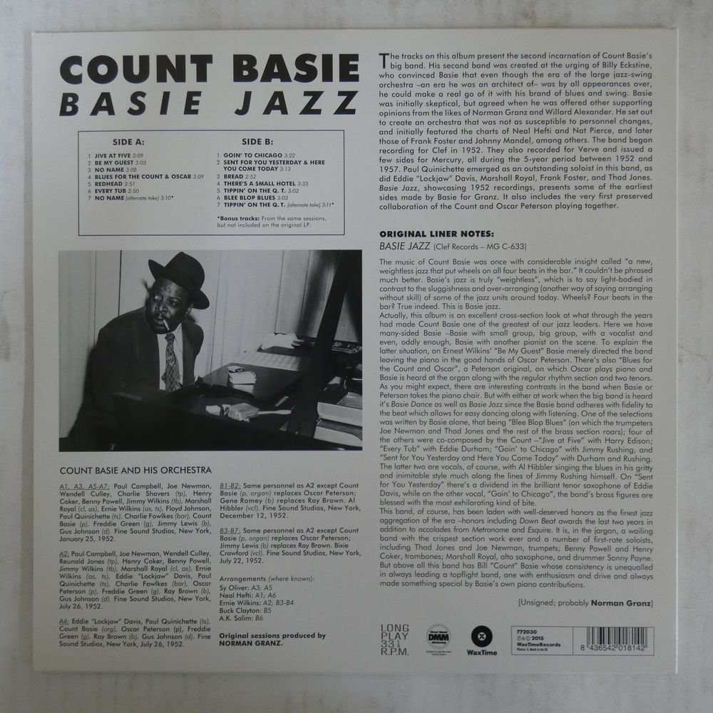 46060432;【Europe盤/WaxTime/高音質180g重量盤/DMM/美盤】Count Basie / Basie Jazz_画像2