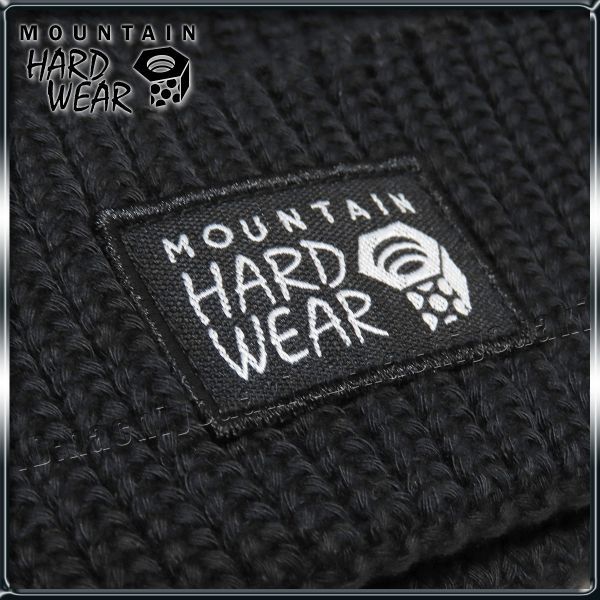 Mountain Hardwear 新品 マウンテンハードウェア MHW パッチロゴ ニット キャップ ビーニー ブラック メンズ レディース 帽子 ニット帽_画像2