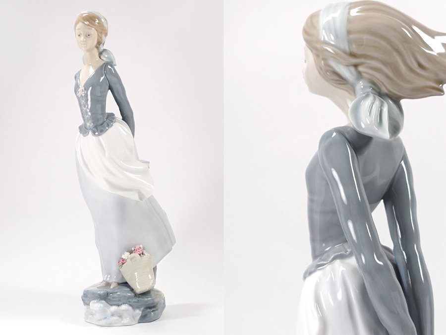 ∇花∇スペイン名窯【リヤドロ/LLADRO】 磁器人形モデルNo.4922「海のそよ風」 H36cmの美人フィギュリン_画像1