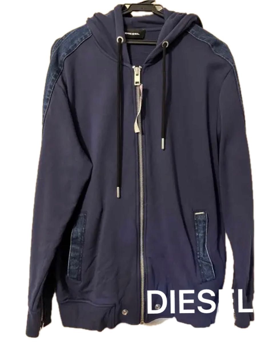 お値下げ！美品！DIESEL ディーゼル　デニムデザイン ジップパーカー パーカー Ｓサイズ