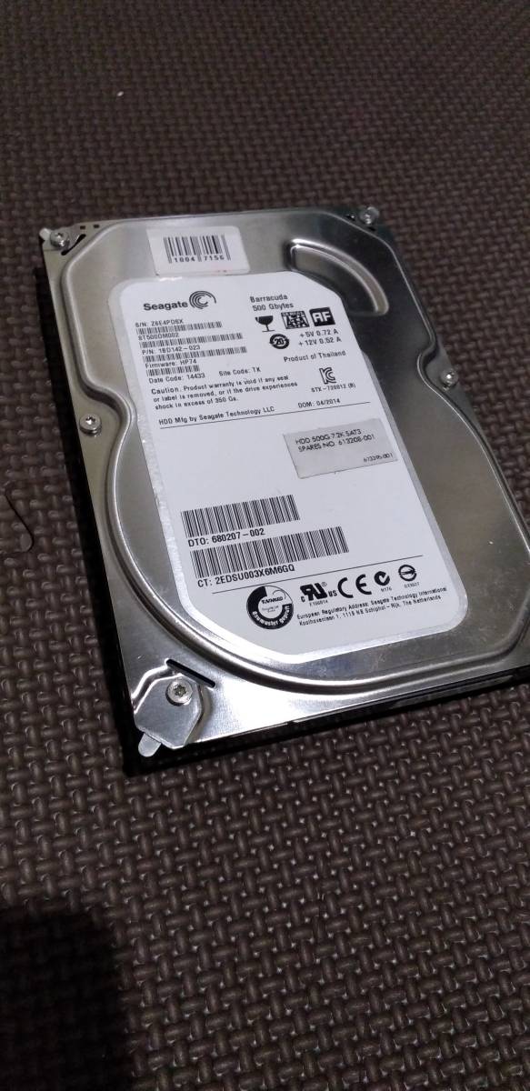 Seagate シーゲイト 内蔵ハードディスク 500GB 3.5 インチ / SATA 6Gb/s / 7200rpm / 16MB 10047156 中古品_画像1