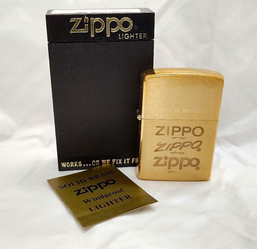 【未使用・レア】ZIPPO　ライター　SOLID　BRASS　ダブルイヤー　1932-1989　89年製　VINTAGE 年代物　USA製　ソリッド　ブラス　真鍮_画像1