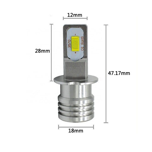 12V 24V 100W級 H3 LED フォグランプ ショートバルブ 最新 3570チップ 6000-6500k 白 ホワイト 2個 360度 プロフィア ギガ ビックサム Gの画像5