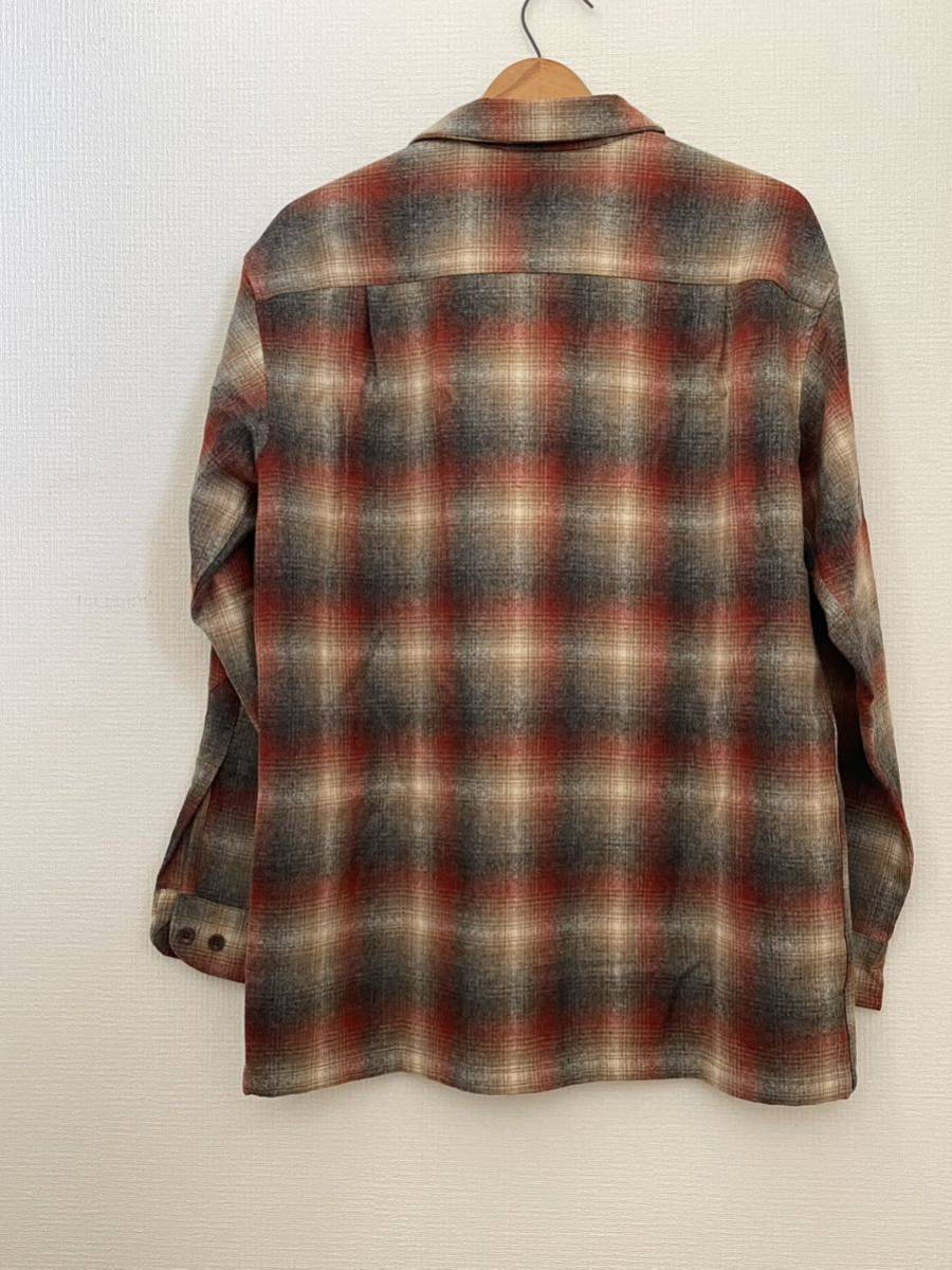 PENDLETON ペンデルトン　BOARD SHIRT ウールシャツ　朱色×茶×グレー　好配色　M チカーノ_画像2