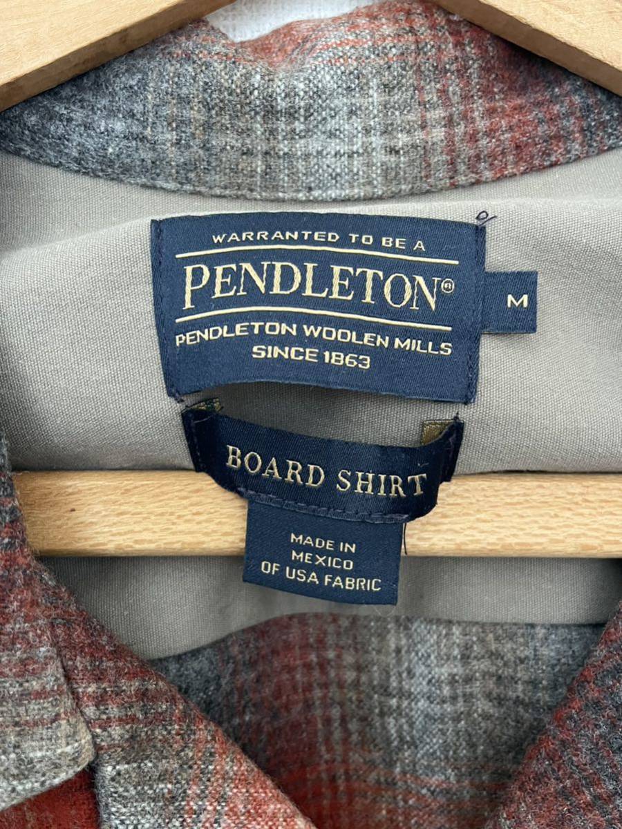 PENDLETON ペンデルトン　BOARD SHIRT ウールシャツ　朱色×茶×グレー　好配色　M チカーノ_画像3