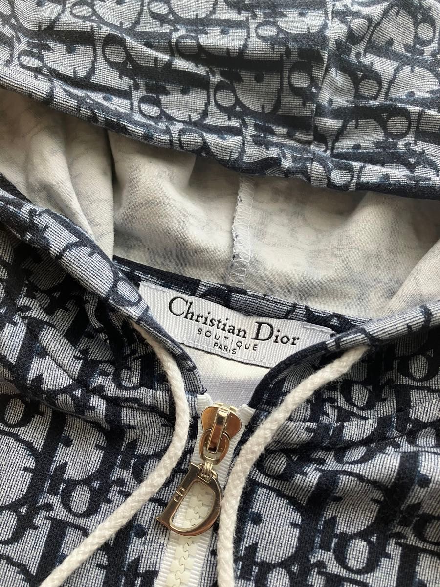 Christian Dior クリスチャンディオール トロッター柄  長袖 薄手 パーカー ネイビー