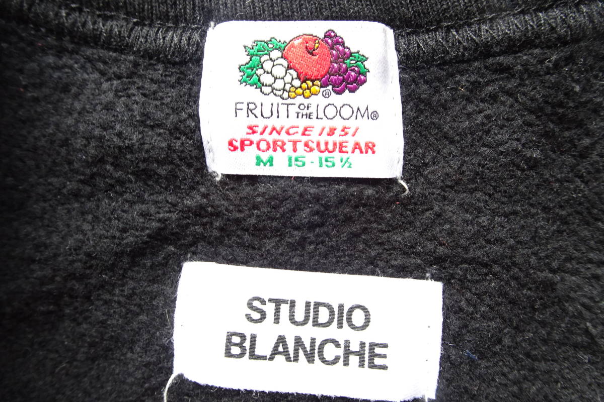 STUDIO BLANCHE/FRUIT OF THE LOOM/長袖プルオーバー/トレーナー/表地スウェット/裏起毛/シンプル/黒/ブラック/Mサイズ(1/24R)_画像3