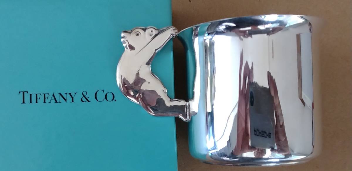 洋4 TIFFANY&Co. ティファニー ベア銀カップ　STERLING スターリングシルバー 925刻印 箱付き 高さ6.8cm 重量147.67g_画像3