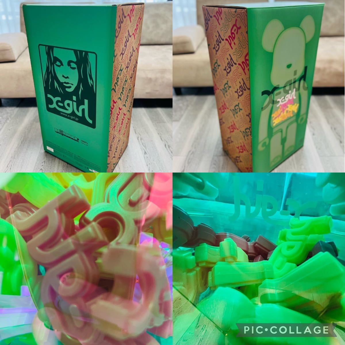 美品】BE@RBRICK X-girl CLEAR GREEN 1000% ベアブリック 美品】BE@RBRICK X-girl CLEAR GREEN 1000% ベアブリック