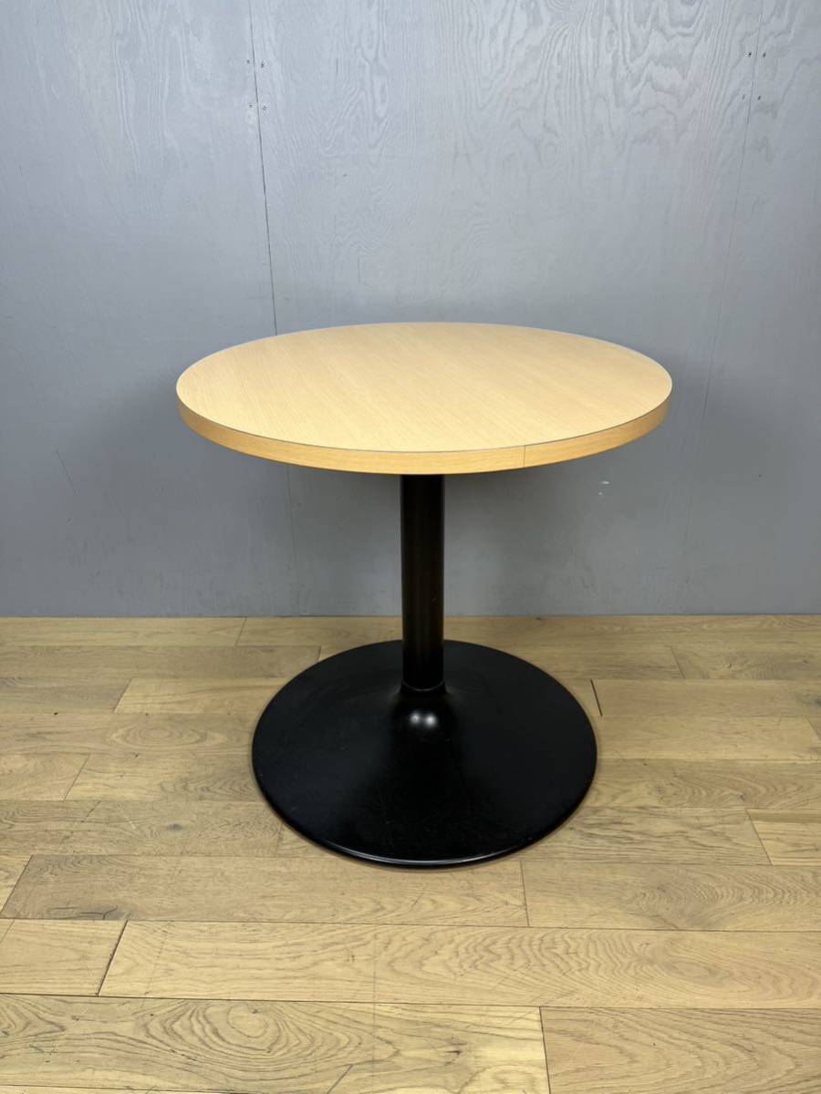 木製天板丸テーブル ミーティングテーブル カフェテーブル Φ750の画像1