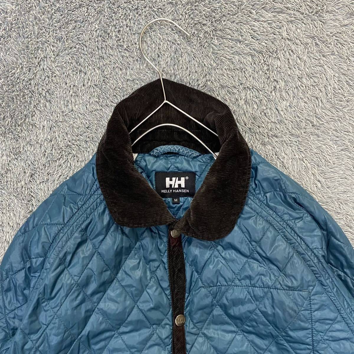 HELLY HANSEN ヘリーハンセン キルティングジャケット 襟コーデュロイ サイズM ブルー 青 メンズ トップス 最落なし （K13）_画像3