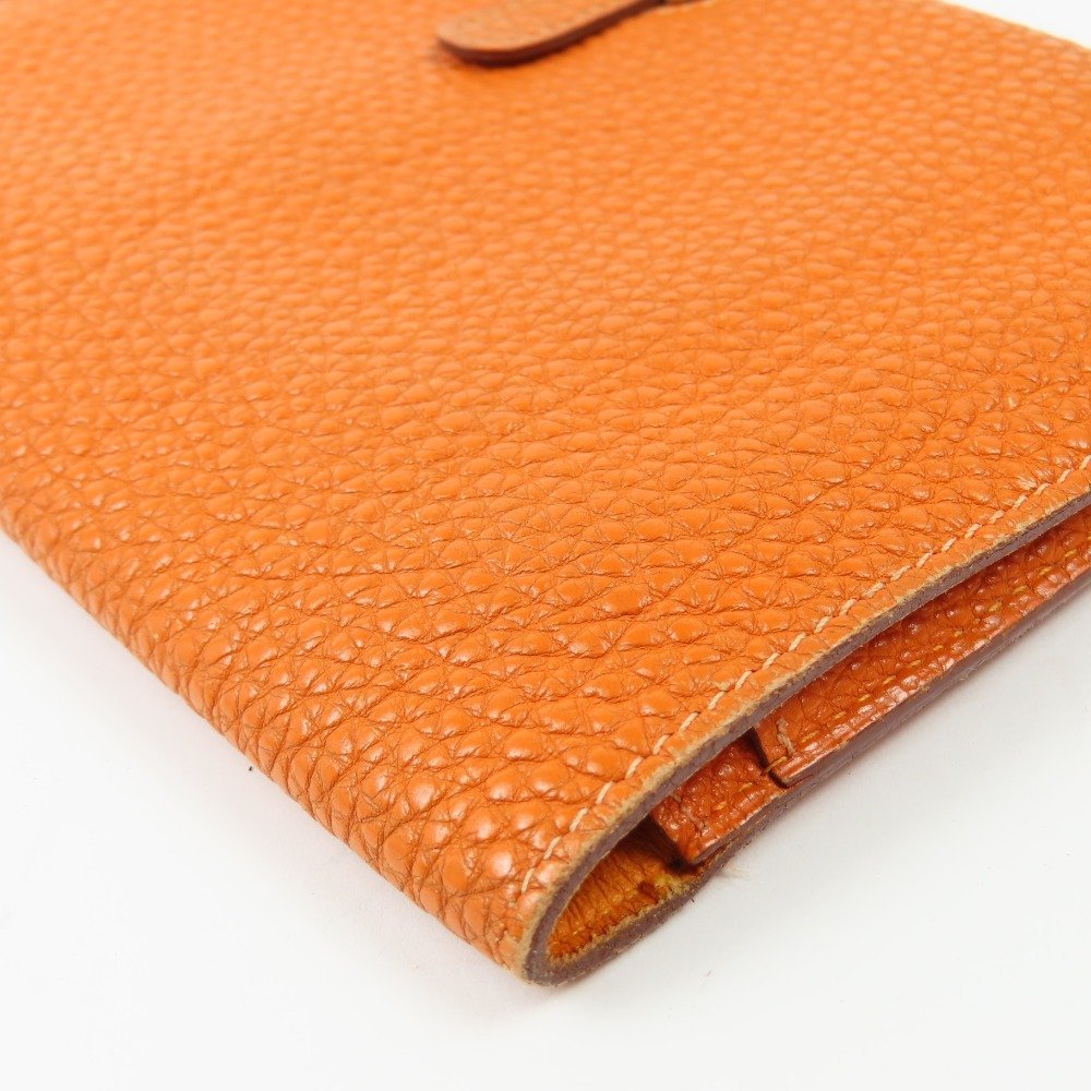 68886★1円スタート★HERMES エルメス 外美品 ドゴンGM コインケース付 ヴィンテージ 長財布 トゴ オレンジ □F刻印_画像5