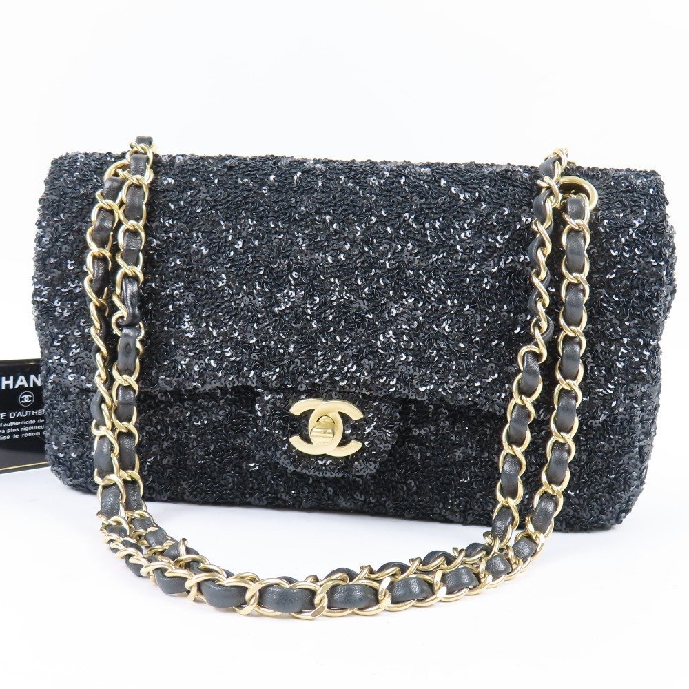 68986★1円スタート★CHANEL シャネル 極美品 チェーンショルダーバッグ タッセル ココマーク ゴージャス 豪華 スパンコール ブラック_画像1