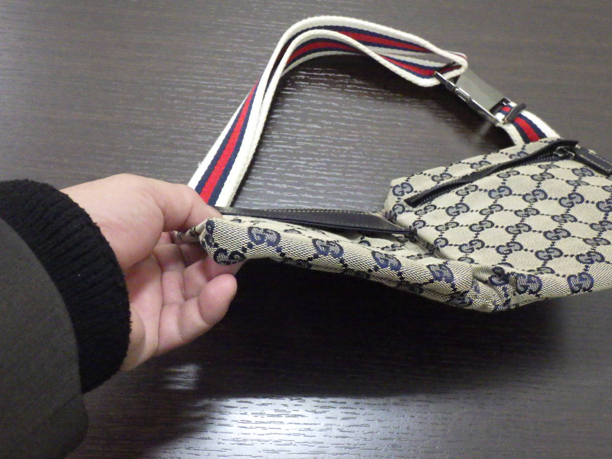 #5199 GUCCI グッチ シェリー ウエストポーチ ボディバッグ 28566 GGキャンバス GG柄　美品_画像4