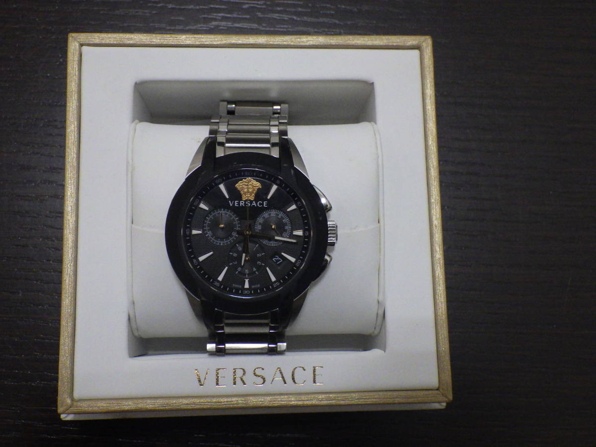 #5430 VERSACE ヴェルサーチ メデューサ デイト クロノグラフ メンズ 稼働品の画像2