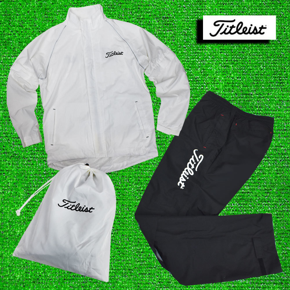 Titleist タイトリストゴルフ 防風レインスーツ【ホワイト/ブラック/L】新品！