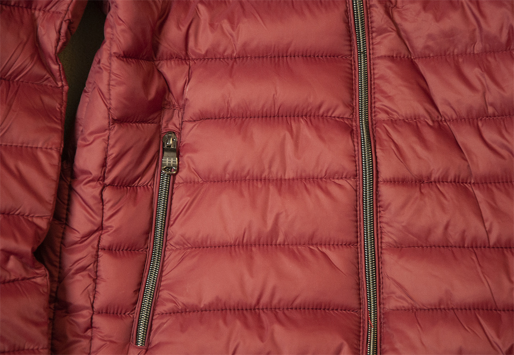 NFY357-L キルティングジャケット メンズ プレミアム中綿　薄手　軽量 防風　立ち襟　秋冬 20Dナイロ素材　 赤色　_画像4