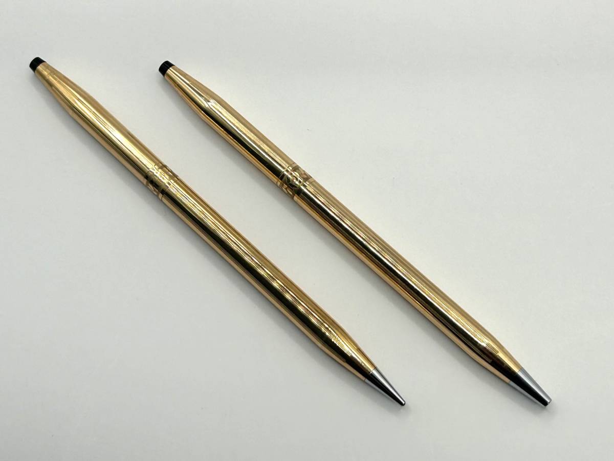 2356②　CROSS　クロス　ボールペン　シャーペン　ペンケース　ツイスト式　14KT GF　ゴールドカラー　現状渡し_画像3