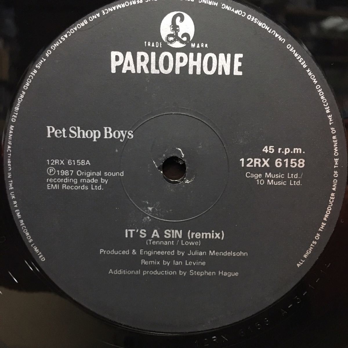 ペラジャケUK盤 12' PET SHOP BOYS / IT'S A SIN ( REMIX ) ※ 稲妻の入るバージョン_画像3
