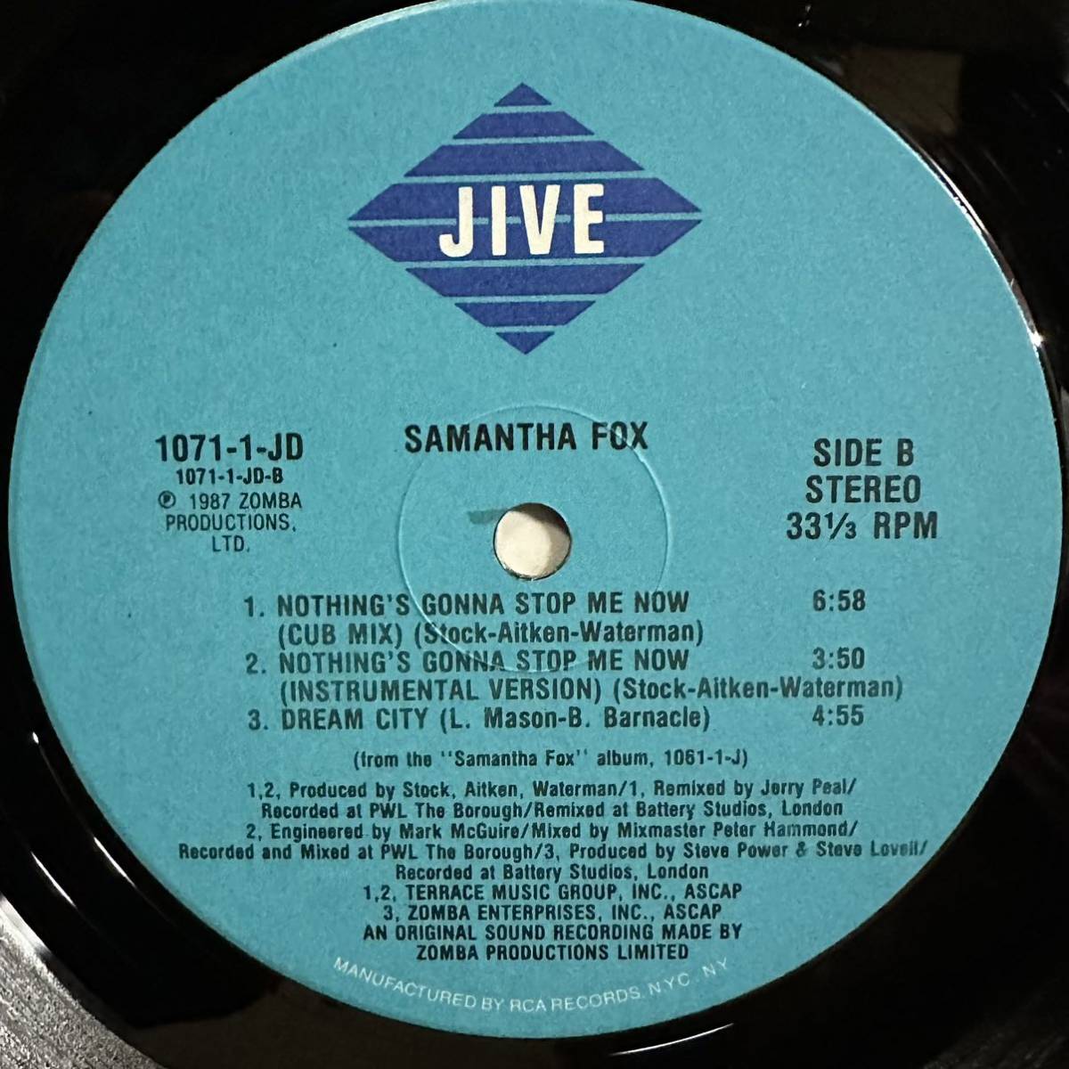 12' US盤　SAMANTHA FOX / NOTHING'S GONNA STOP ME NOW　※ Extended Version・7' Version・Club Mix・Instrumental Version_画像4
