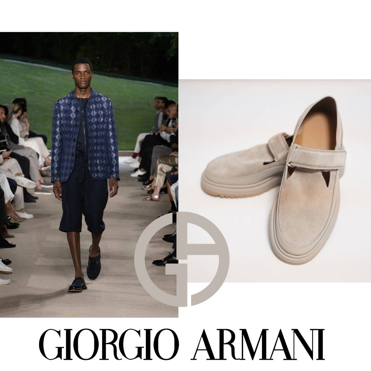 2022年SS ジョルジオアルマーニ コレクションモデル スリッポン ベージュカラー GIORGIO ARMANI 革靴 スニーカーサイズ25cm 6 40イタリア製_画像1