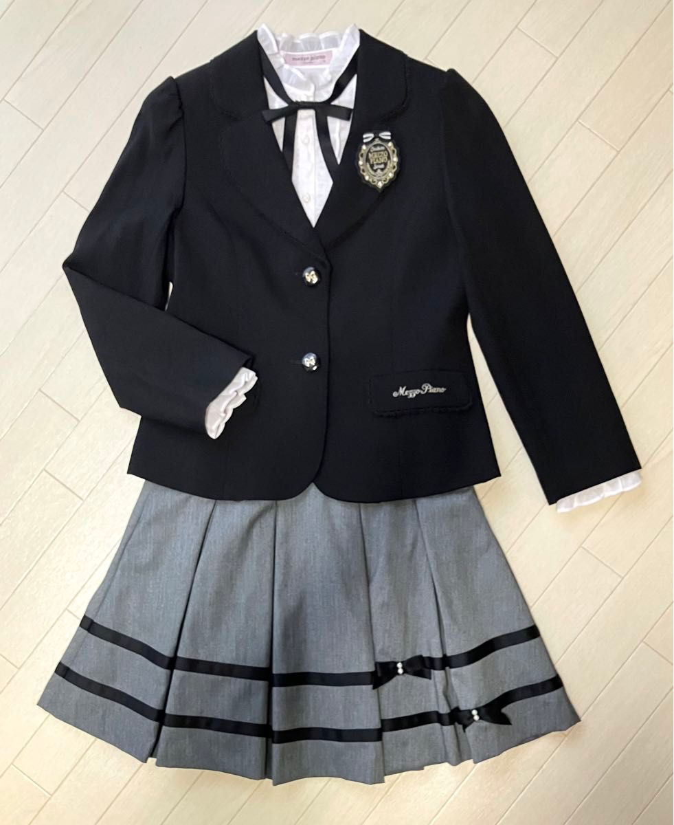 メゾピアノ ジュニア 女の子 M/150サイズ 卒服 フォーマル 後ろリボンジャケット スーツ セット 定番 王道