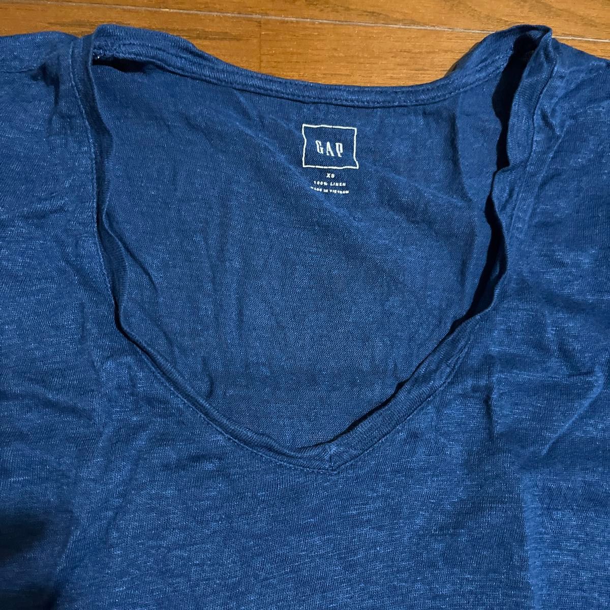 GAP  Tシャツ XS リネン　ブルー　トップス カットソー 半袖