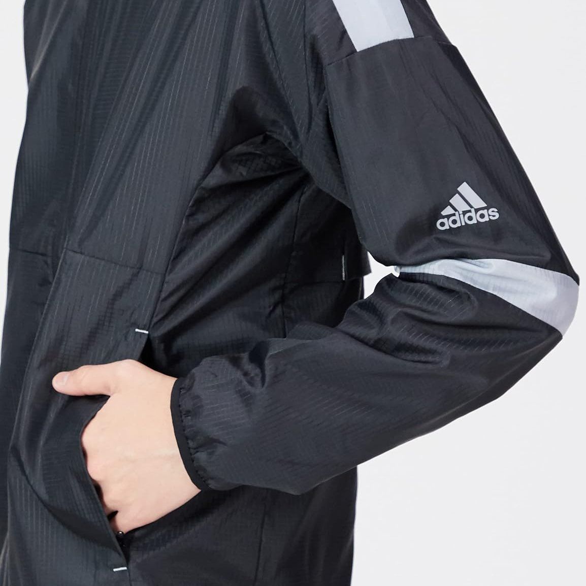 ★アディダス adidas 新品 メンズ 防風 保温 裏起毛 トレーニング ウォーム ウインド ジャケット 黒灰 [HK9810-L] 二 弐★QWER★_画像5