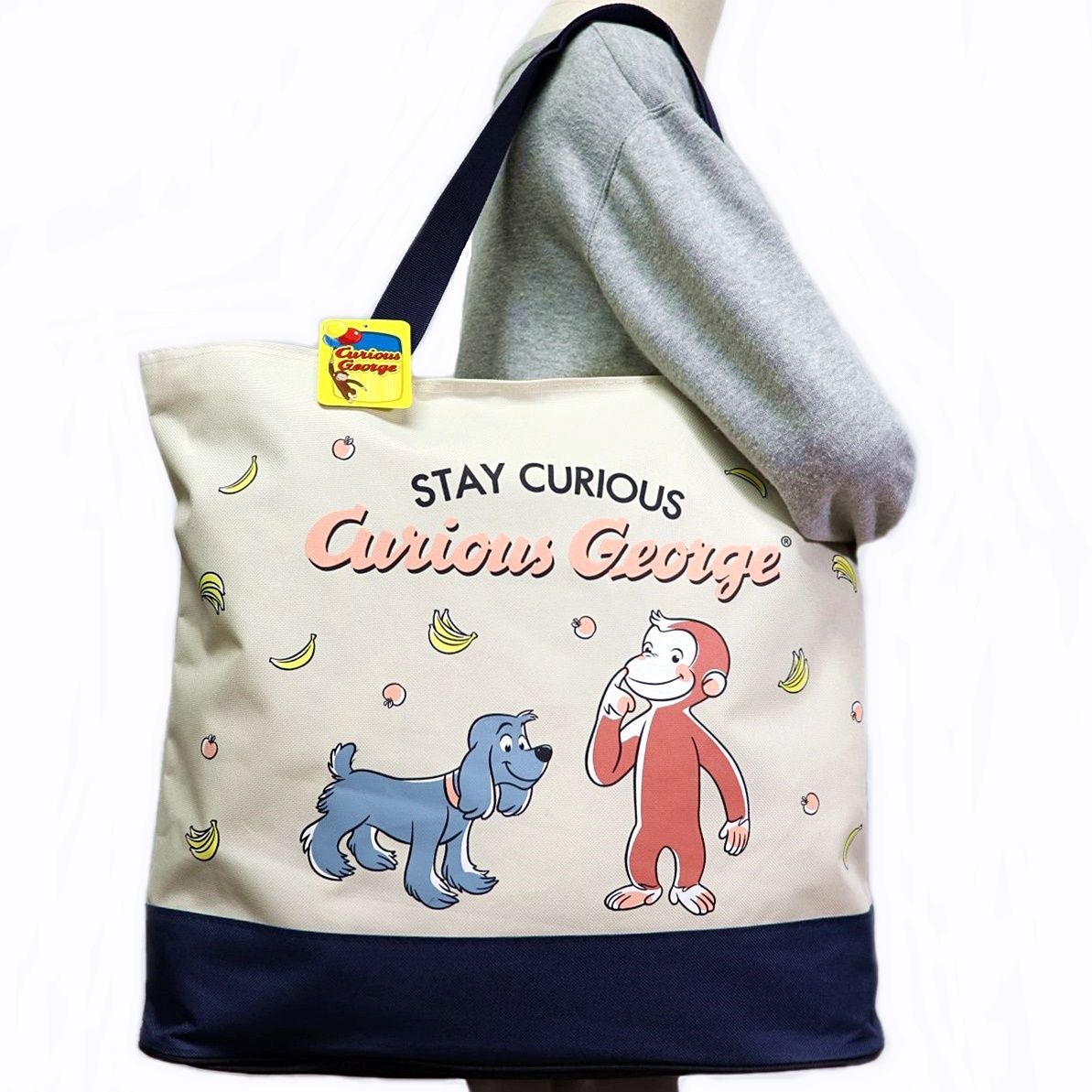 ★おさるのジョージ Curious George 新品 ファスナー付き たっぷり入る トートバッグ BAG かばん 鞄 バッグ [GEORGEIV1N] 一 六★QWER★_画像1