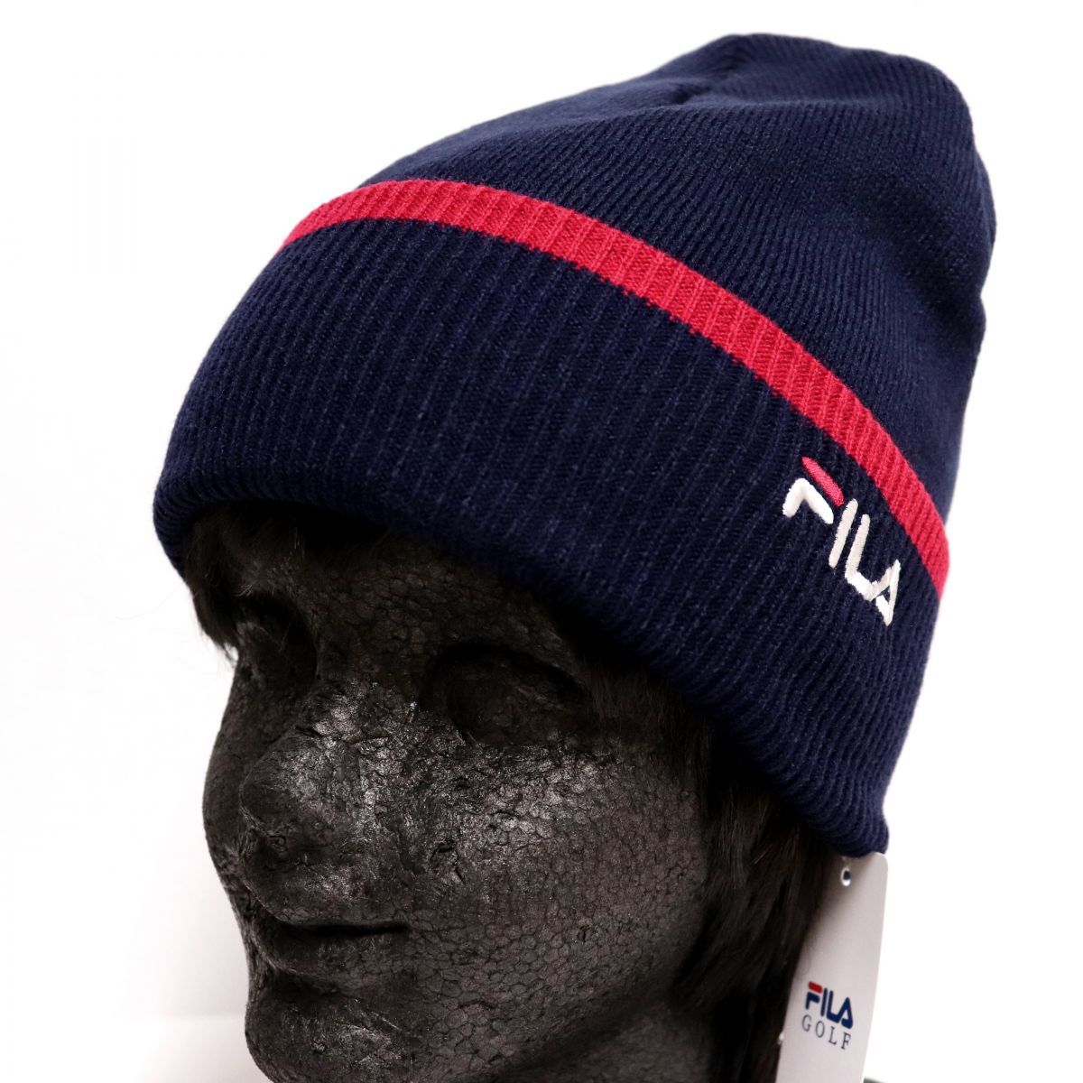 ●送料390円可能商品 フィラ ゴルフ FILA GOLF 新品 シンプル ニット帽 ビーニー 帽子 キャップ CAP 紺 ネイビー[782994NV1N]一 七★QWER_画像1