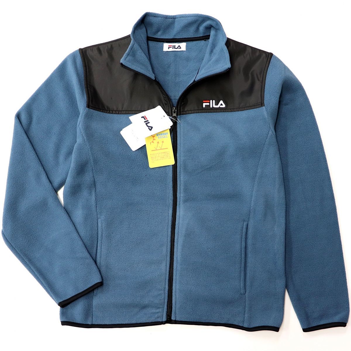 ★フィラ FILA 新品 メンズ 高品質 快適 保温 暖かい 厚手 UVCUT 両面 フリース ジャケット Mサイズ[442341-DBL-M] 一 二 壱★QWER_画像1