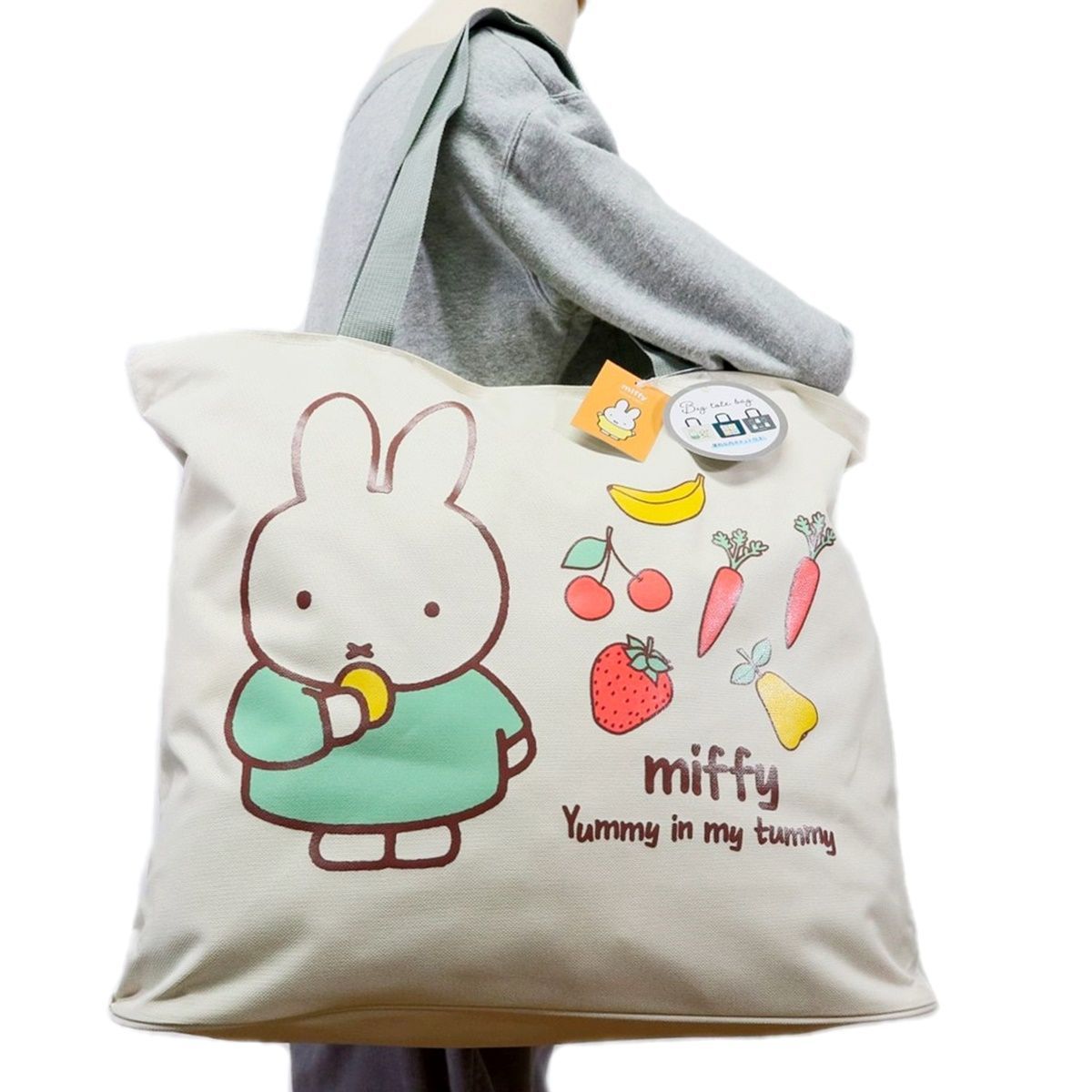 ★ミッフィー MIFFY うさこちゃん 新品 ファスナー付き たっぷり入る トートバッグ BAG かばん 鞄 [MIFBAG-OWT] 一 六★QWER★_画像1