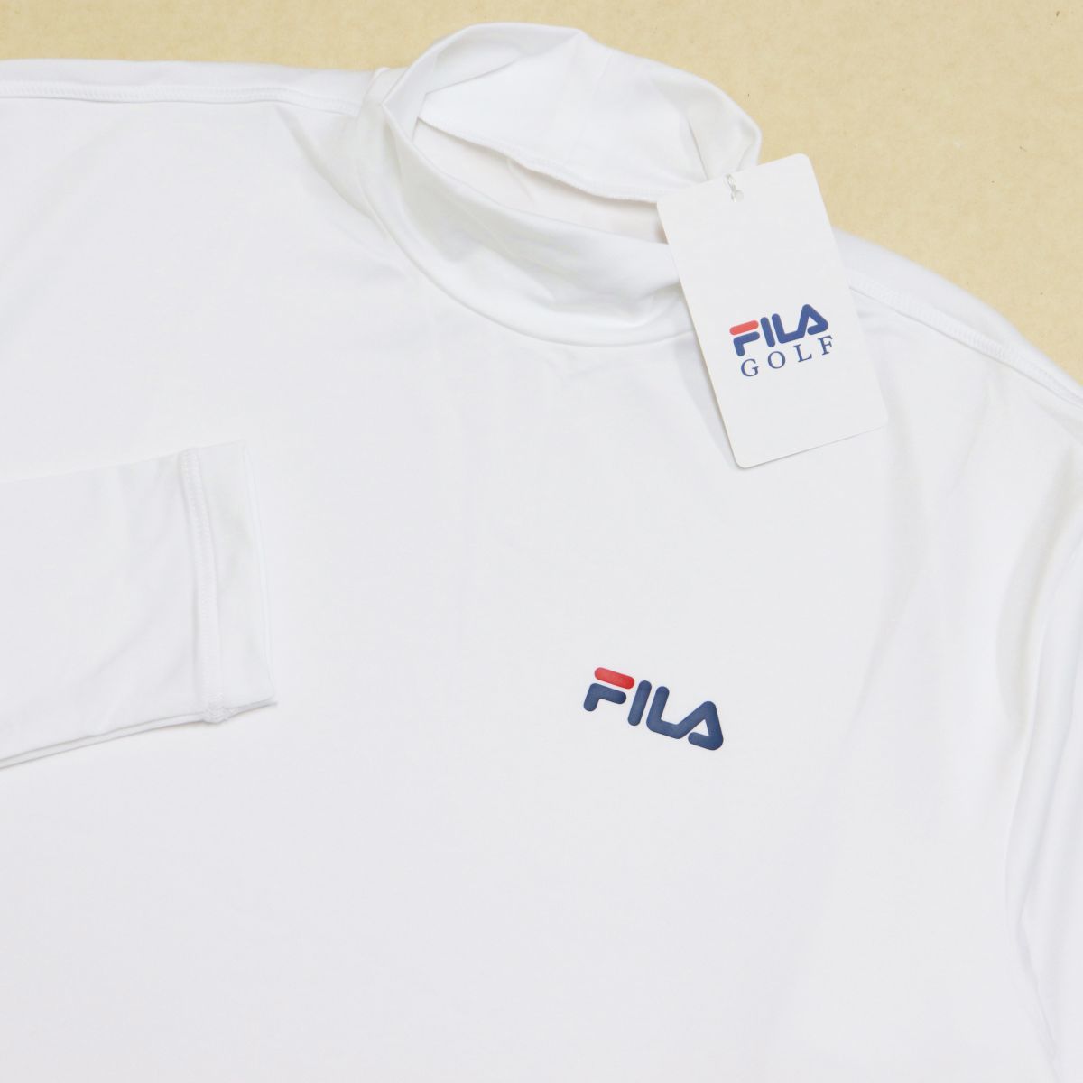 ●送料390円可能商品 フィラ ゴルフ FILA GOLF 新品 メンズ シンプル ハイネック 長袖 シャツ 白 XLサイズ[782998WT1N-LL]一 三 参★QWER_画像2