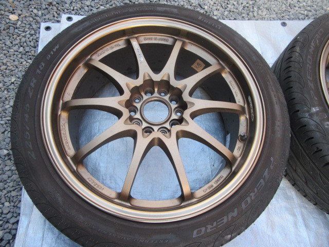 RAYS VOLKRACING CE28 ブロンズ BR 18インチ８j＋38 ピレリP-ZERO バリ溝 レイズ ヴォルクレーシング 225/45 ZR18の画像3