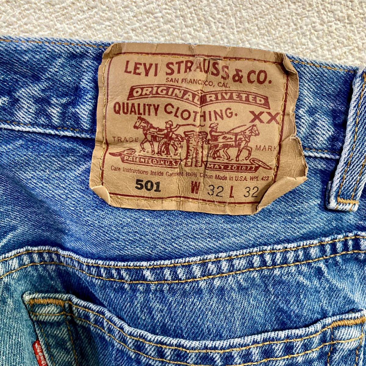 【made in USA】90s Levi's リーバイス 501 美ブルー 色落ち良 W32L32実寸W31L32 1994年製 米国製 USA製 古着 デニムパンツ ヴィンテージ_画像9