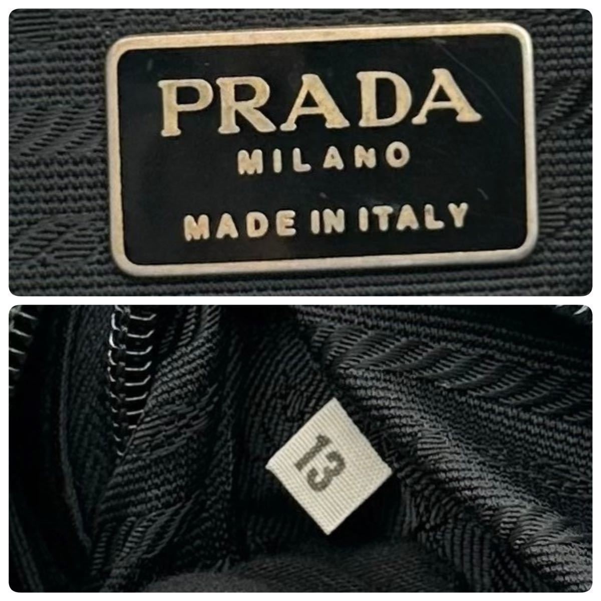 PRADA プラダ ナイロン テスート ハンドバッグ ビーズ ポコノ ロゴ レディース メンズ ユニセックス 正規品 ブラック 黒 ミニ_画像10