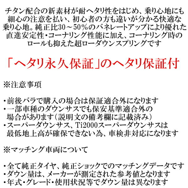 RSR Ti2000スーパーダウンサス 1台分 ZNE10GウィッシュX H15/1～H17/8_画像2