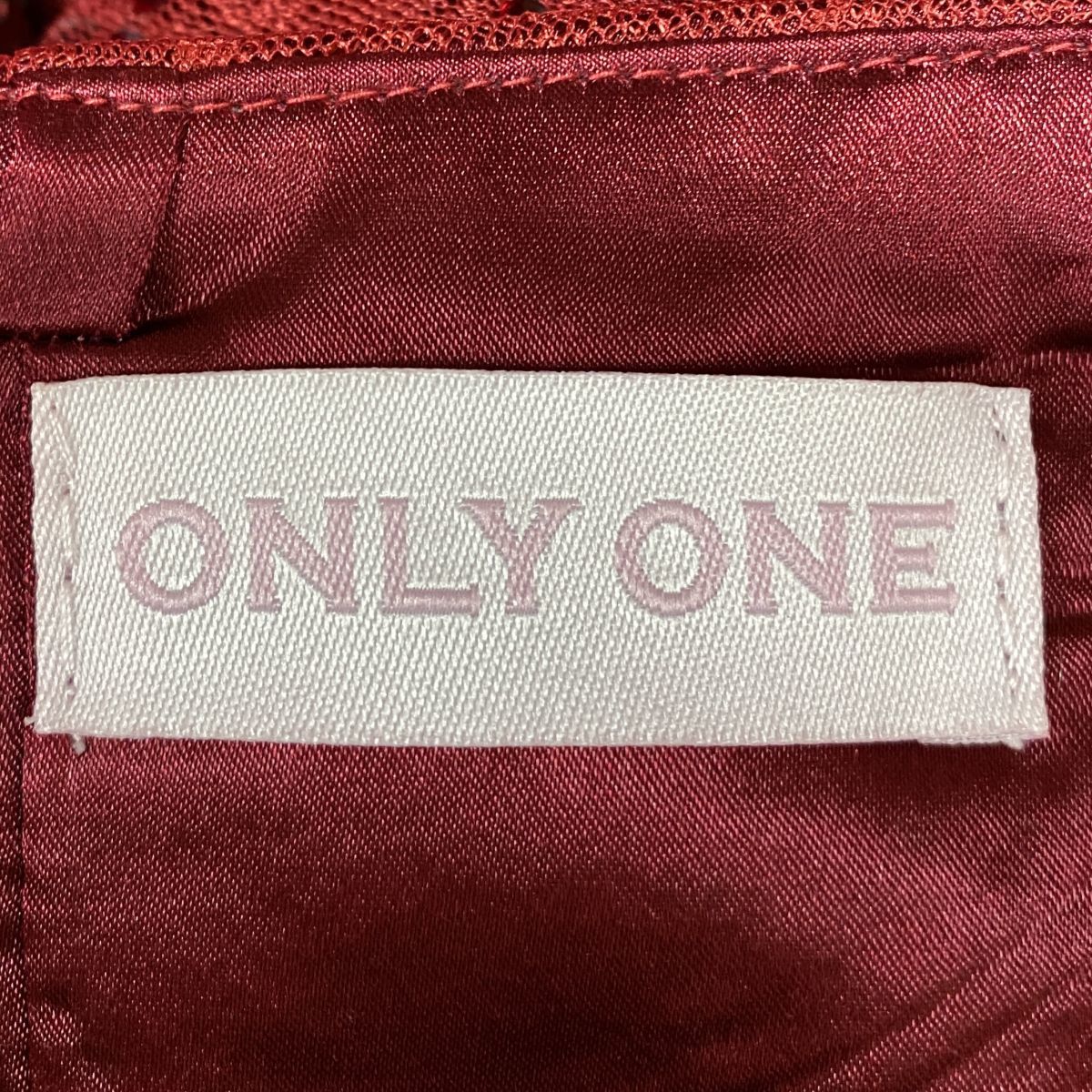 1円 ドレス ONLY ONE ミニドレス 赤えんじ系 カラードレス キャバドレ 発表会 イベント　中古８９２３_画像9