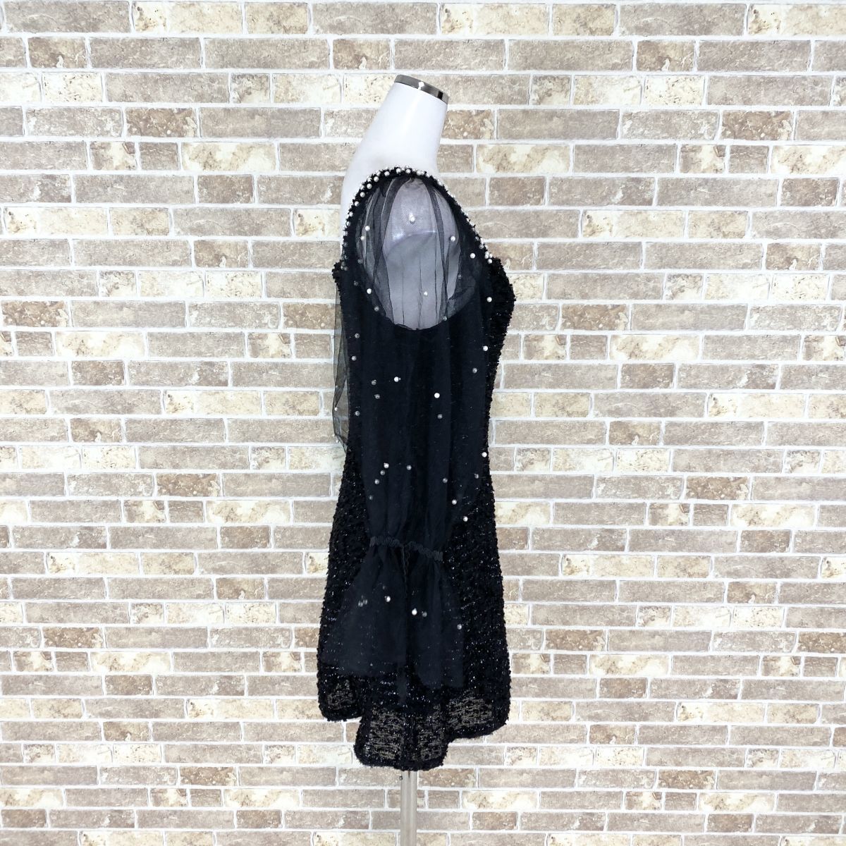 1円 ドレス Baobalei ワンピース L 黒装飾 ロリータファッション カラードレス キャバドレ 発表会 イベント　中古９２５１_画像3