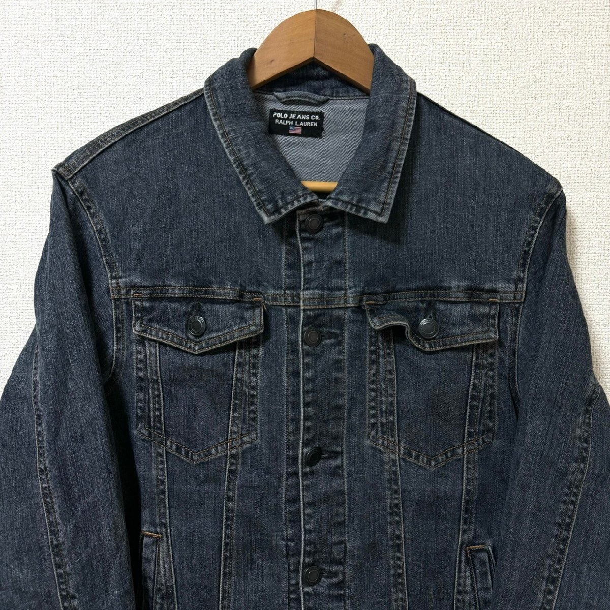 (^w^)b POLO JEANS CO. RALPH LAUREN ポロ ジーンズ ラルフローレン 80s 90s ヴィンテージ ストレッチ デニム ジャケット L 8120EE_画像4