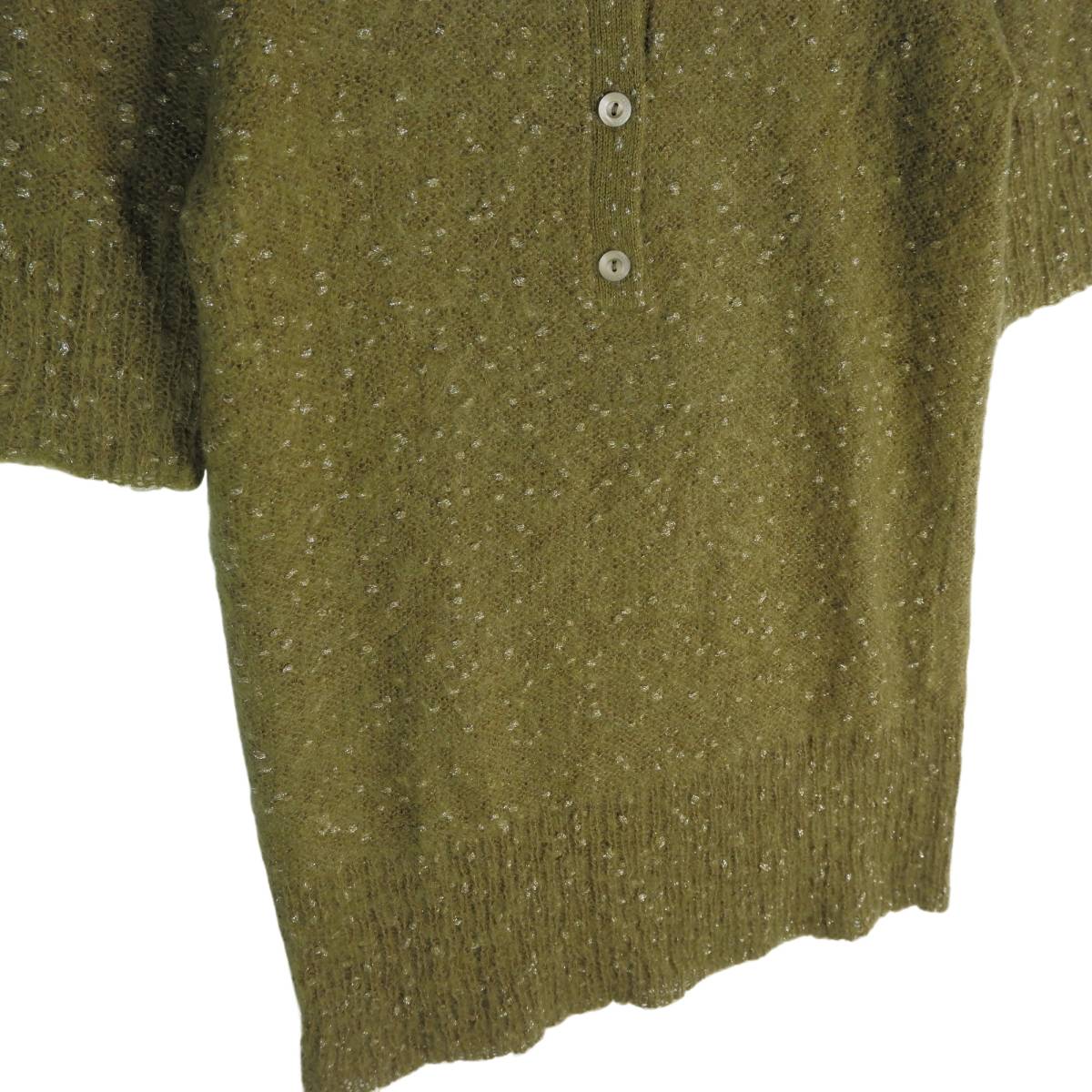◆美品 送料無料◆ ANTEPRIMA アンテプリマ モヘア ラメ ニット 半袖 セーター カーキ レディース 38 M 1154A0の画像3