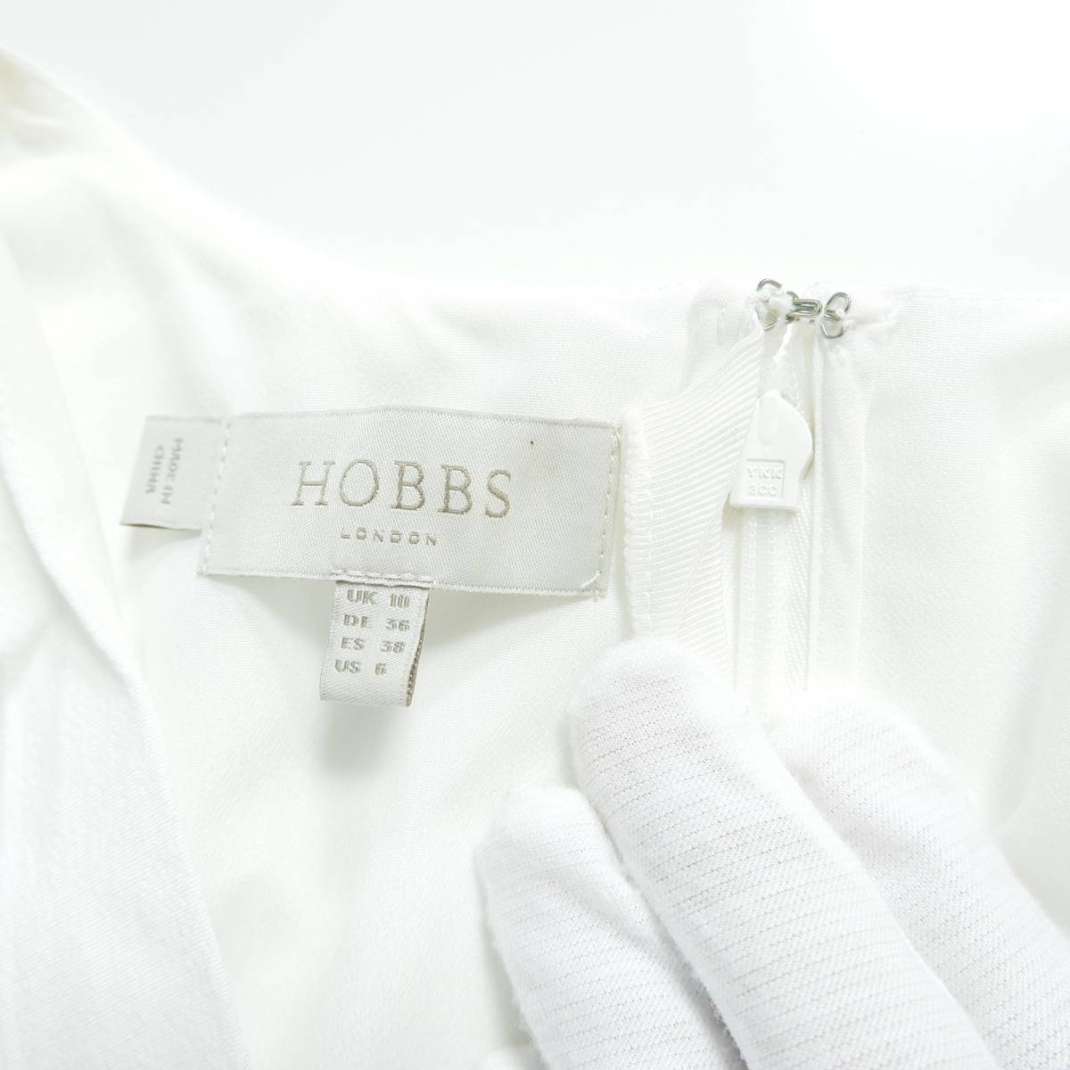 ◆美品 送料無料◆ HOBBS LONDON ホッブス フラワーデザイン カシュクール ノースリーブ ロング ワンピース 白 レディース　1944A0_画像7