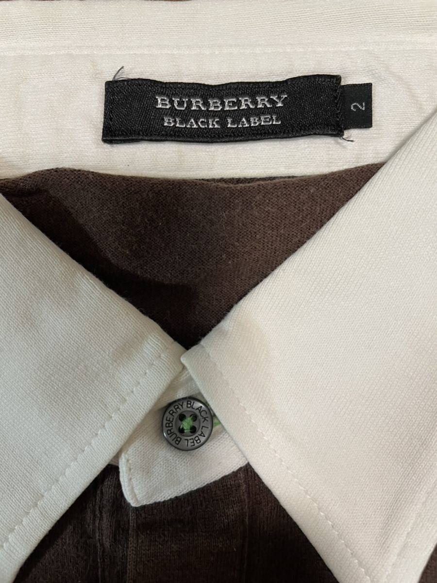 BURBERRY BLACK LABEL バーバリーブラックレーベル　ホースロゴ刺繍　ポロシャツ　ボーダー　メンズ_画像2