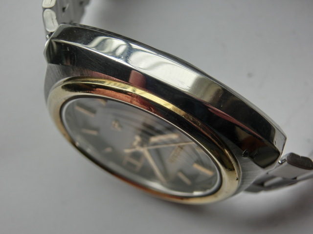 上品】 メンズ腕時計 オリエント クロノエース 金色ベゼル 茶系天然石
